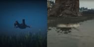 Swimming underwater in GTA 5 vs Swimming on the surface in GTA 4 (Image via Youtube/Danilo Oliveira)